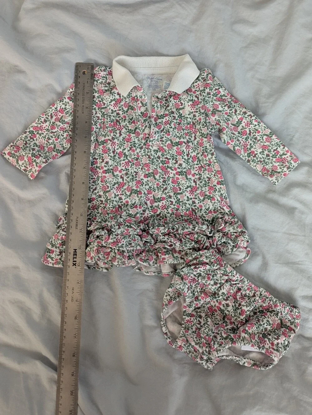 Ralph Lauren Dress with Pink and Green Floral Print, Size 9m